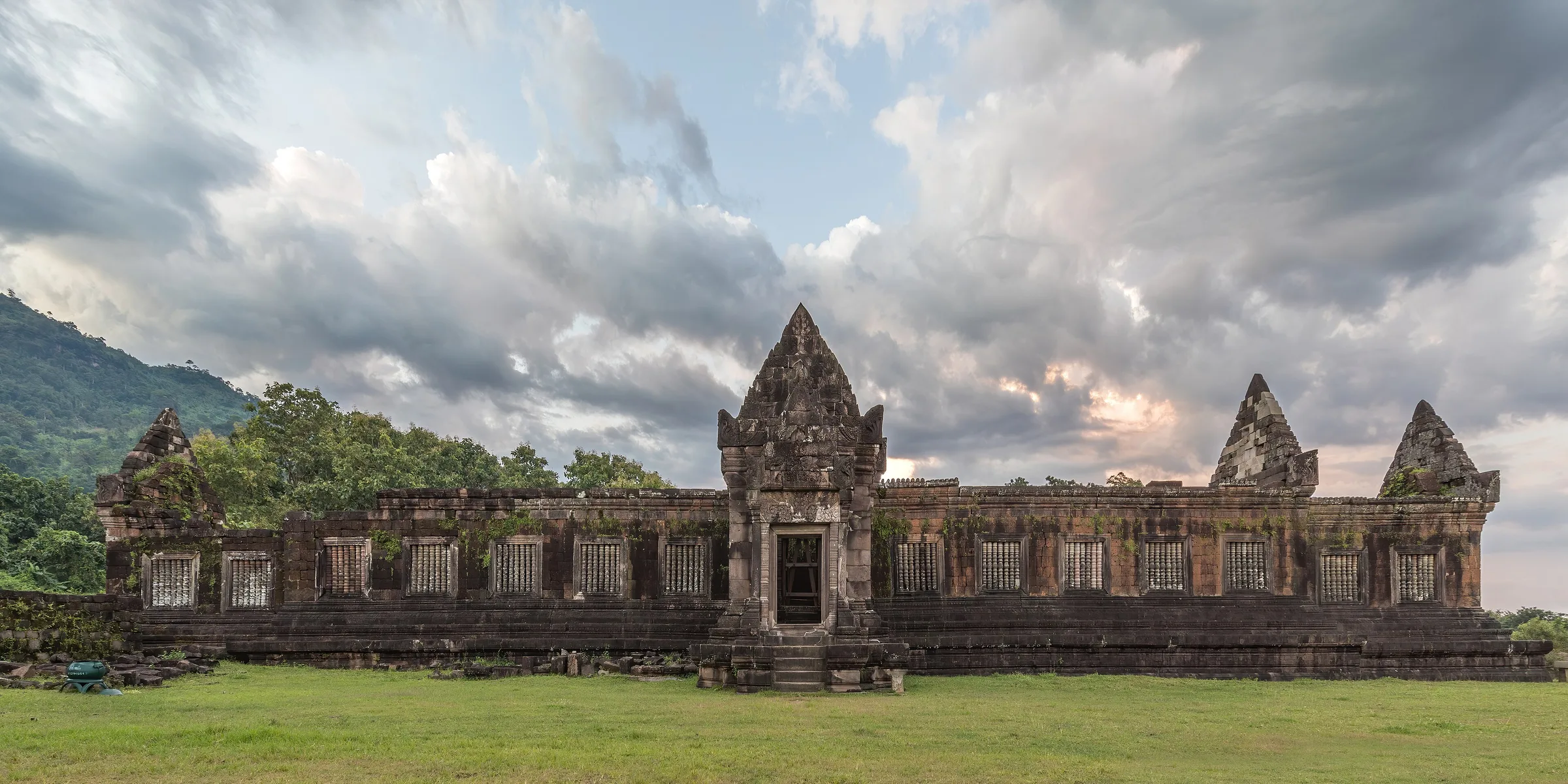 The northern palace of Vat Phou, Champasak, at sunset